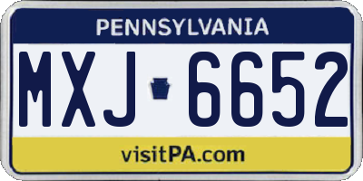 PA license plate MXJ6652