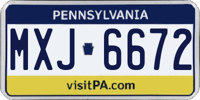 PA license plate MXJ6672