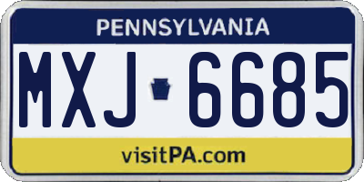 PA license plate MXJ6685