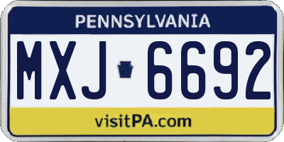 PA license plate MXJ6692