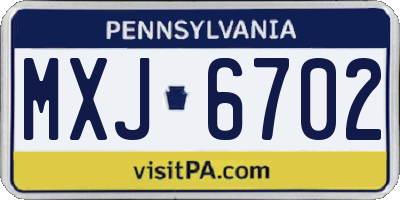 PA license plate MXJ6702