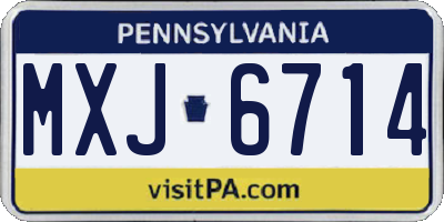 PA license plate MXJ6714