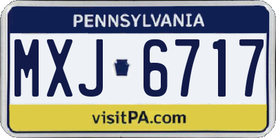 PA license plate MXJ6717