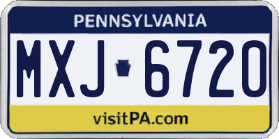 PA license plate MXJ6720