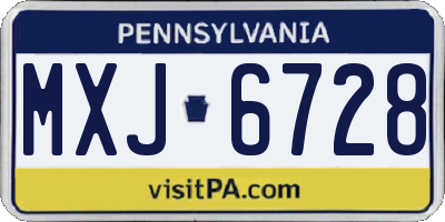 PA license plate MXJ6728