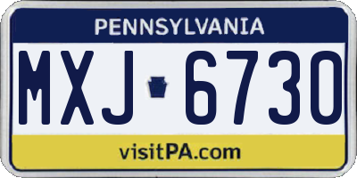 PA license plate MXJ6730