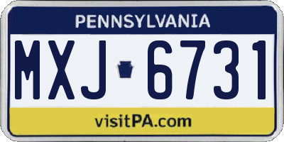 PA license plate MXJ6731