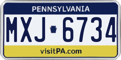 PA license plate MXJ6734