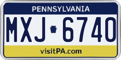 PA license plate MXJ6740