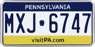 PA license plate MXJ6747