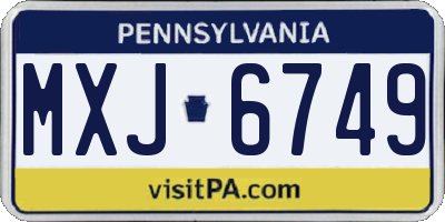 PA license plate MXJ6749