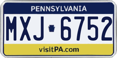 PA license plate MXJ6752