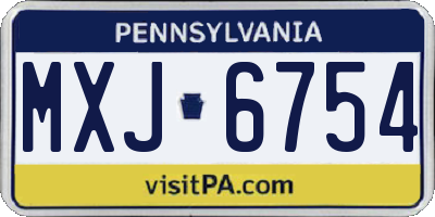 PA license plate MXJ6754
