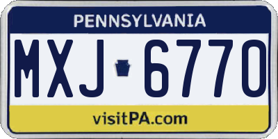PA license plate MXJ6770
