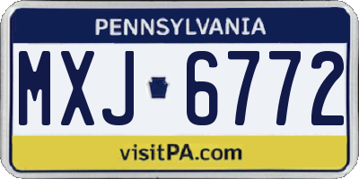 PA license plate MXJ6772