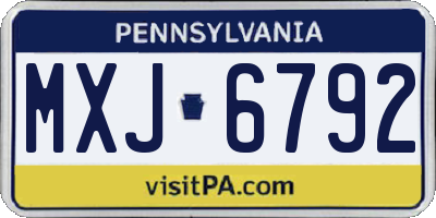 PA license plate MXJ6792