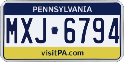 PA license plate MXJ6794