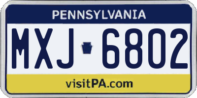 PA license plate MXJ6802