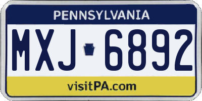 PA license plate MXJ6892