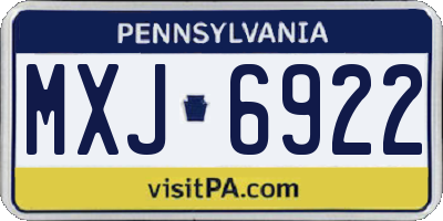 PA license plate MXJ6922