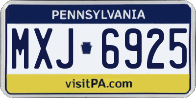 PA license plate MXJ6925