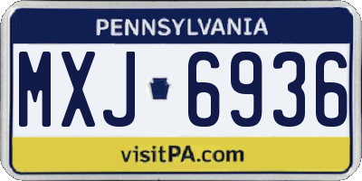 PA license plate MXJ6936
