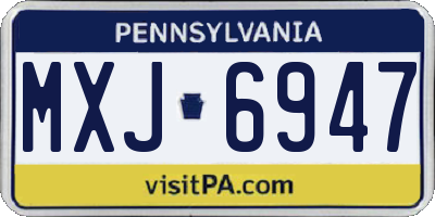 PA license plate MXJ6947