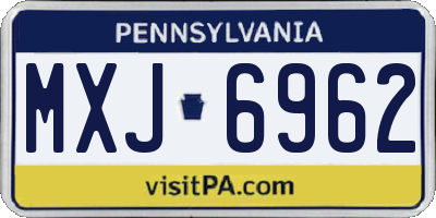 PA license plate MXJ6962