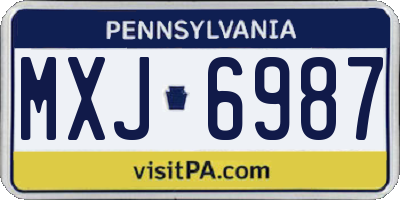PA license plate MXJ6987
