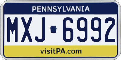 PA license plate MXJ6992