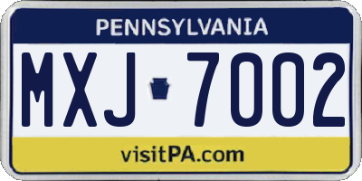 PA license plate MXJ7002