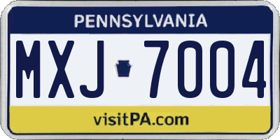 PA license plate MXJ7004
