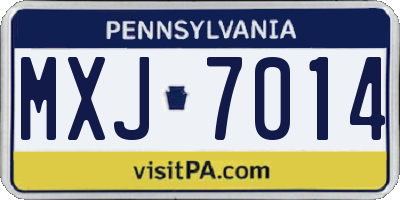 PA license plate MXJ7014