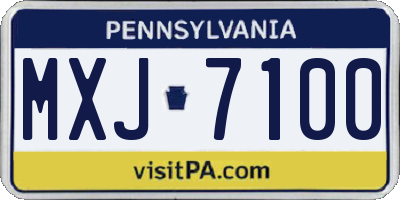 PA license plate MXJ7100