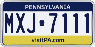 PA license plate MXJ7111