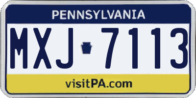 PA license plate MXJ7113
