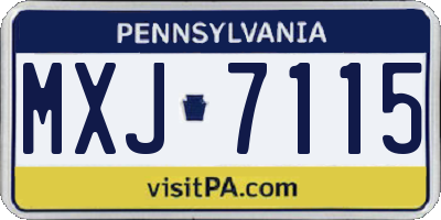 PA license plate MXJ7115