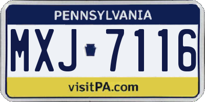 PA license plate MXJ7116
