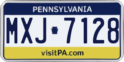 PA license plate MXJ7128