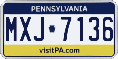 PA license plate MXJ7136