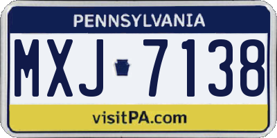 PA license plate MXJ7138