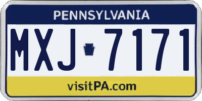 PA license plate MXJ7171