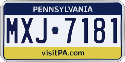 PA license plate MXJ7181