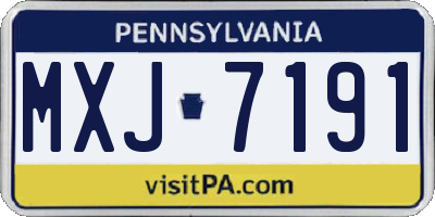 PA license plate MXJ7191