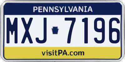 PA license plate MXJ7196