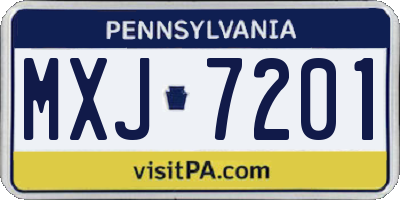 PA license plate MXJ7201