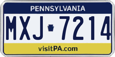 PA license plate MXJ7214