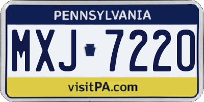 PA license plate MXJ7220