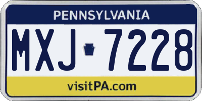 PA license plate MXJ7228