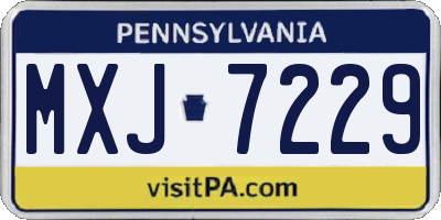 PA license plate MXJ7229